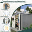 Remise de rangement extérieure grise 10 pi x 10 pi, structure galvanisée, portes verrouillables, ventilation et toit incliné, idéale pour l'acier de patio, idéale