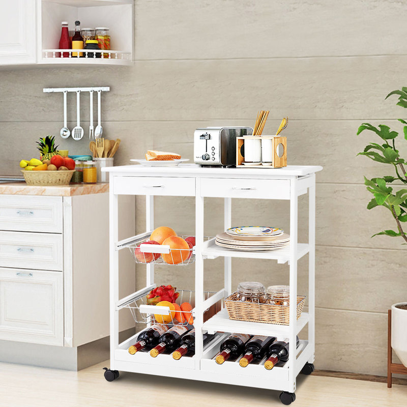 Myca Solid Wood Bar Cart, White