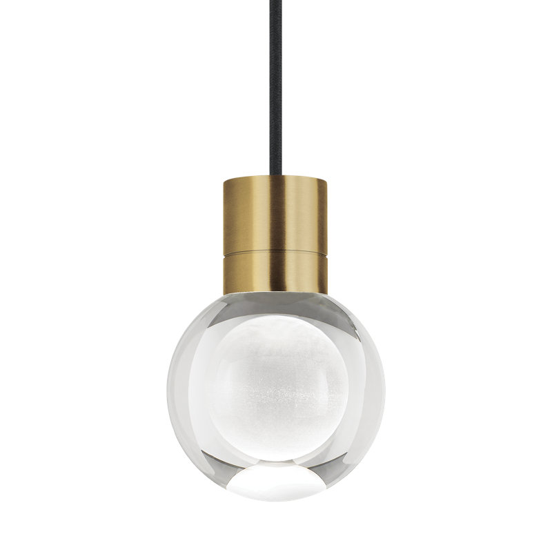 Mina LED Pendant, Natural Brass, 152" H x 7.6" W x 5" D, 1