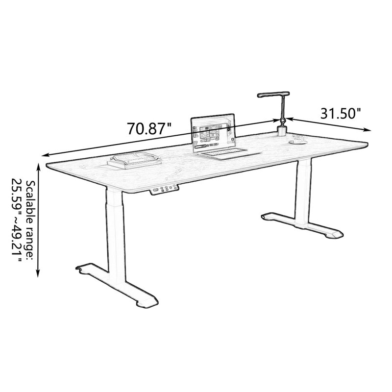 Bureau à hauteur réglable Rock Rock, 25.59" H x 70.87" W x 31.5" D