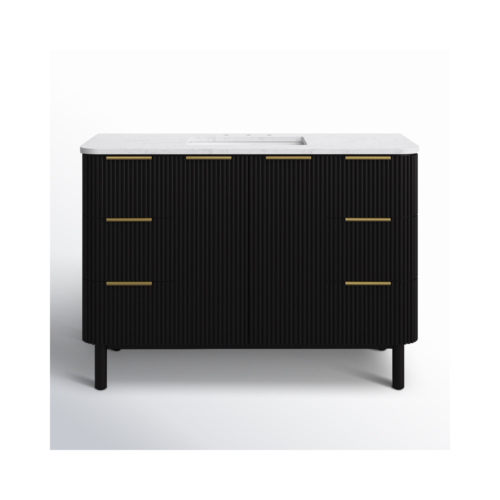 Nova 48" Single Bathroom Vanity Set, Black Reeded Birch