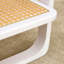 Table basse moderne à double couche. Plateau de table en verre, table en imitation rotin. Table rectangulaire convenant au salon, à la salle à manger et à la chambre à coucher