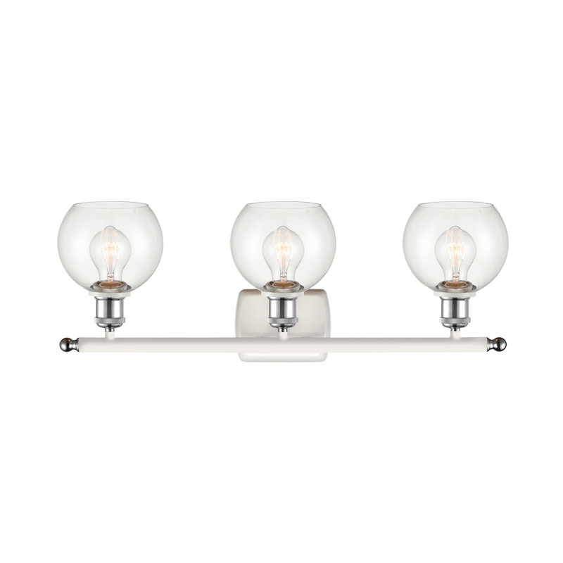 Éclairage pour salle de bain 3 lumières Cindi, Incandescente, Transparent, Chrome blanc poli
