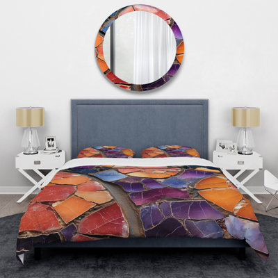 Orange And Purple Crystal Healing  II - Stone Geode Duvet Cover Set