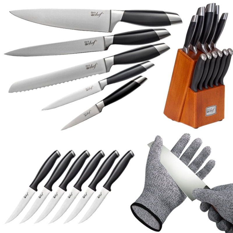 Deco Chef Stainless Steel Knife Block Set