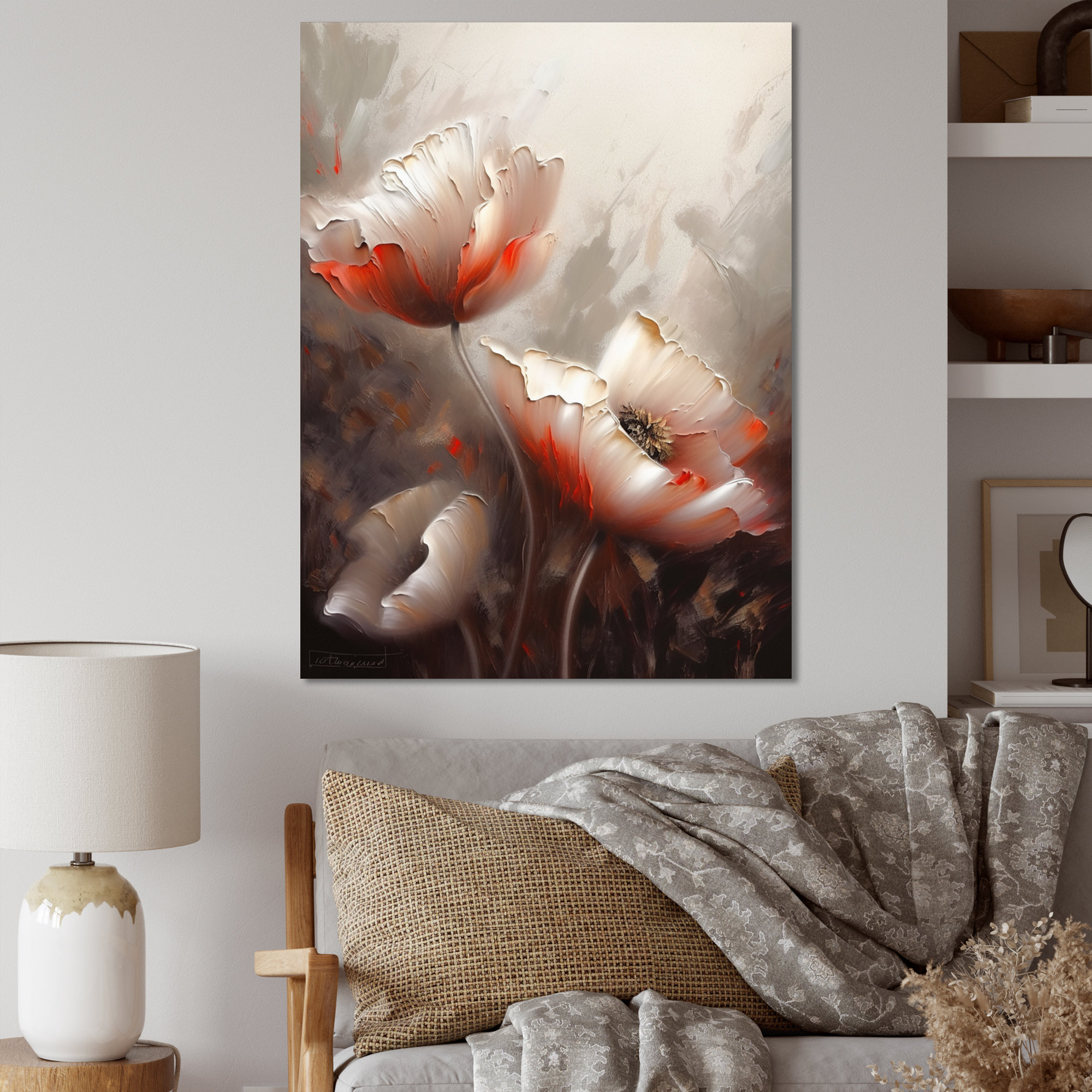 Red Barrel Studio Cream Delicate Poppy Flowers - Floral Poppy Wall ...