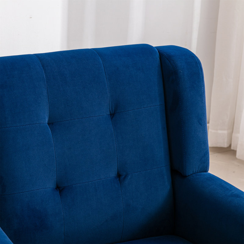 Tufted Upholstered Wide Back Armchair（Set of 2）, Marine Velvet