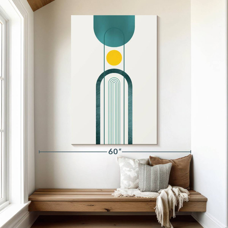Avery Mid-Century bleu sarcelle jaune II, H 51 po x l 34 po