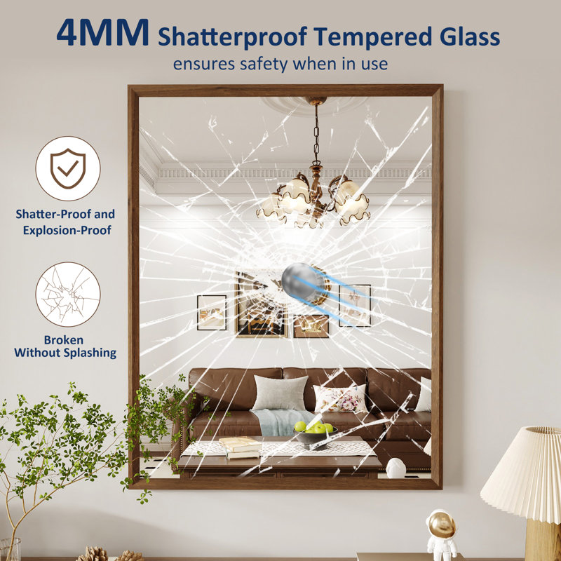 Bathroom Mirror Wall Mounted Vanity Mirror with 4 MM Tempered Glass, 36" x 24"