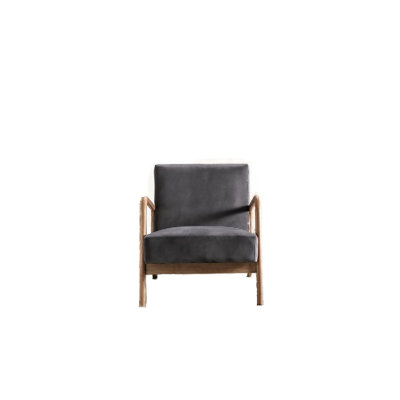 Mid Century Modern Gray Armchair In Finish With Velvet Upholstery And Cushioning For A Cozy Retro Living Or Bedroom, 32.42 Deep, 25.43 Lb, All Hardware Included Open - Framed Comfortable Cushioning,