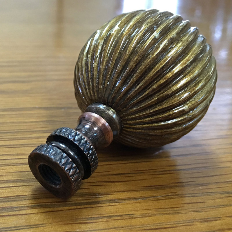 Balloon Shaped Lamp Finial, Antique Brass