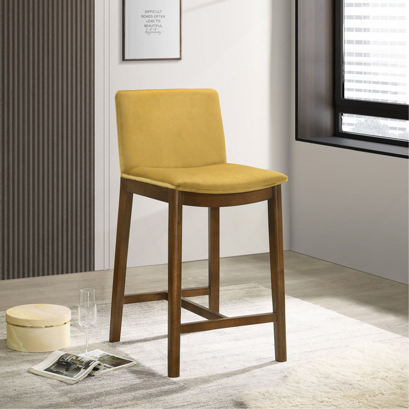 Shannon Counter Chair In Dark Yellow Velvet, Yellow 