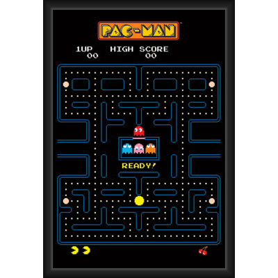 «ACHETER DE L'ART POUR MOINS» sous licence officielle Pac Man - Maze - affiche d'art encadrée - 24 x 36 po - cadre en bois d'ingénierie robuste avec verre plexi - prêt à être accroché