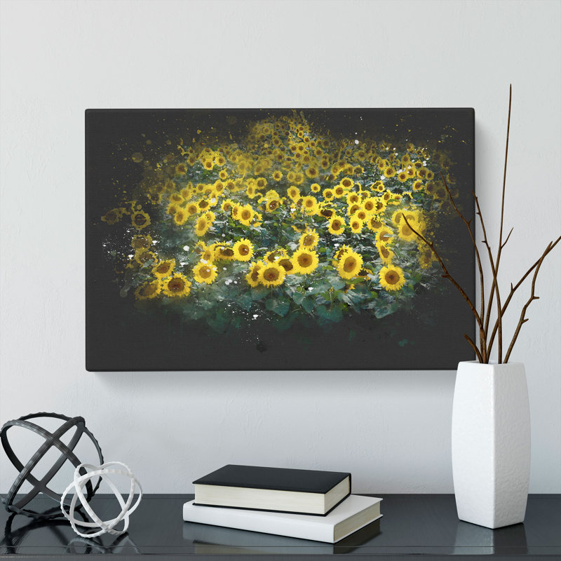 Field Of Yellow Sunflowers - Wrapped Canvas, 40cm H x 60cm W x 3cm D