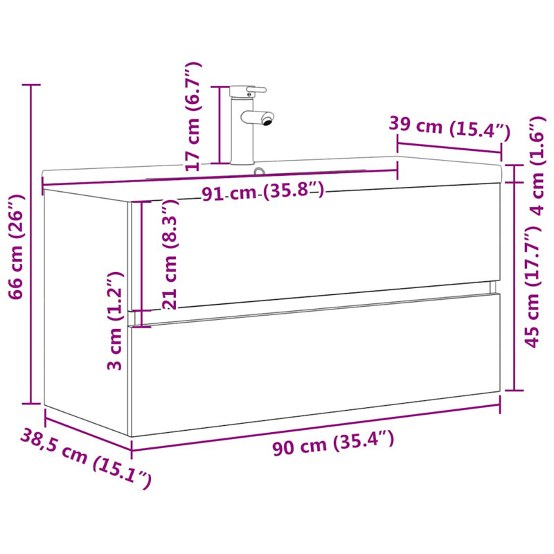 Barez 90mm Single Bathroom Vanity with Ceramic Basin