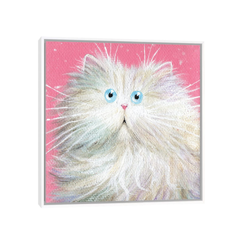" White Persian " by Kim Haskins, No Matte, 18" H x 18" W x 1.5" D, White Framed