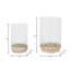 Sagebrook Home Iron and Glass Candle Holders on Mango Wood Base - Elegant Home Decor Essentials for Serenity-1707690829