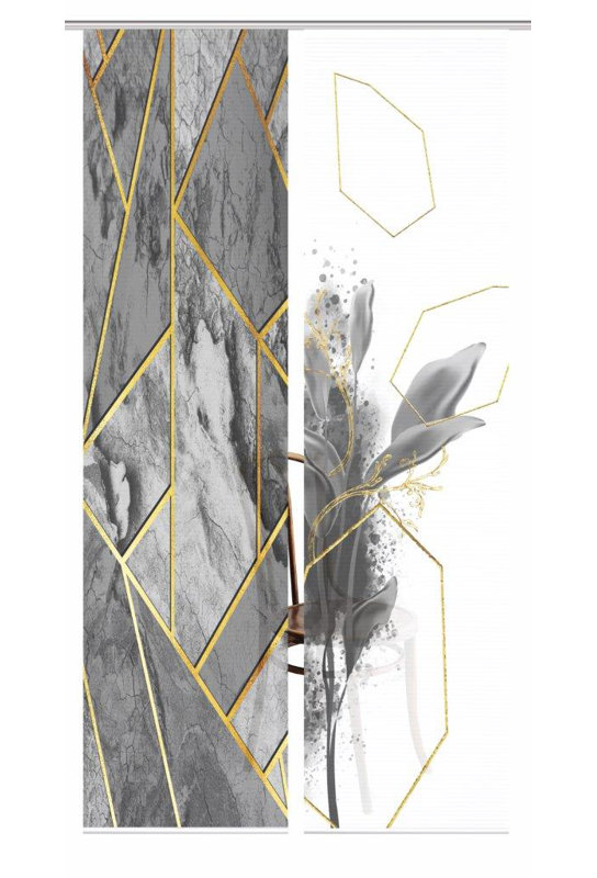 Semi Sheer Sliding Panel Pair, in Grey