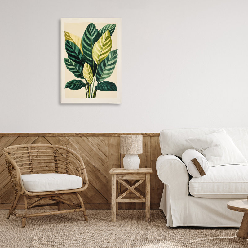 Toile de feuilles tropicales avec branches vertes, design par Petal Prints Design, H 24 po x l 16 po