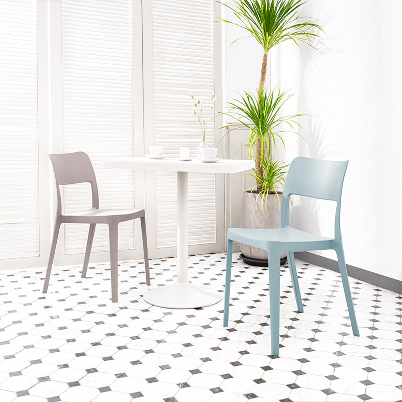 Chaise de terrasse empilable Alaycia, Bleu pastel