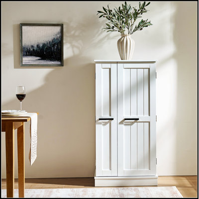 Armoire de rangement de cuisine avec tablettes réglables, conception autoportante pour les petits espaces, idéale pour l'organisation de la cuisine et de la salle à manger