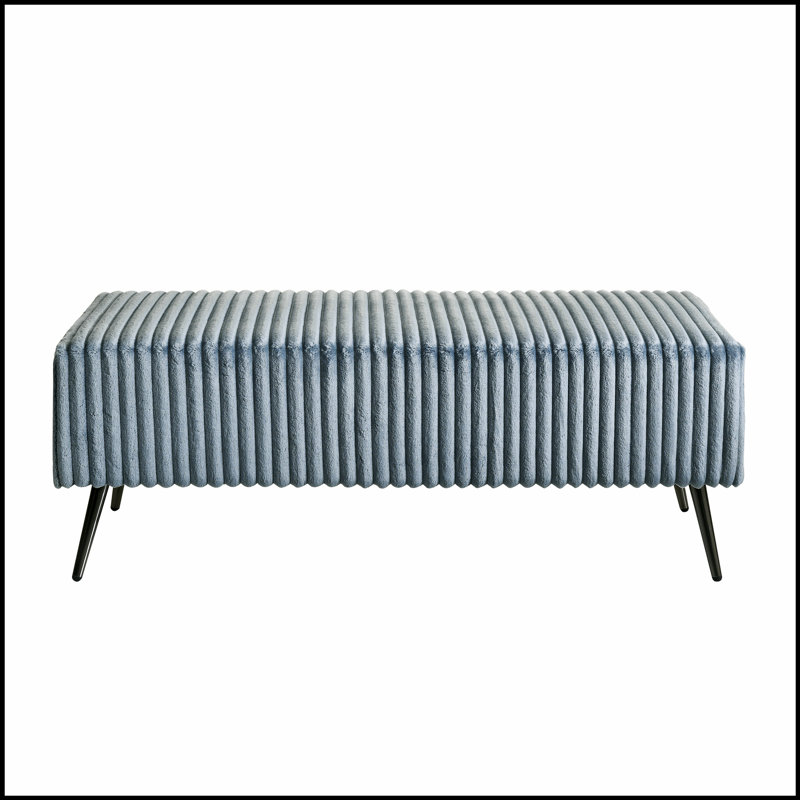 Banc rembourré en velours côtelé Mavela, Bleu