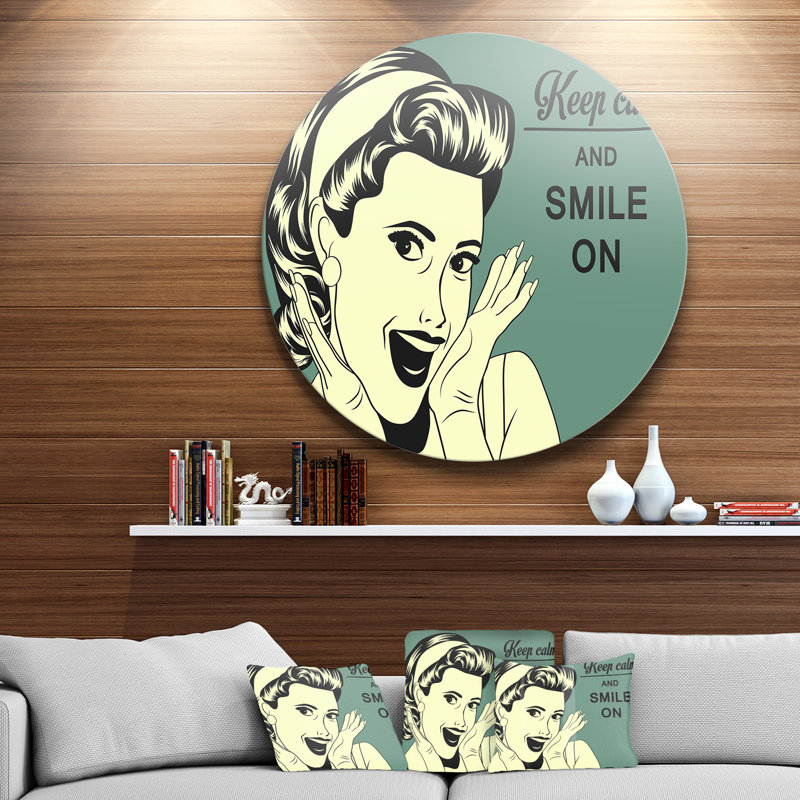 Pop Art Retro Woman - impression d'art graphique, H 23 po x l 23 po x P 1 po, Métal