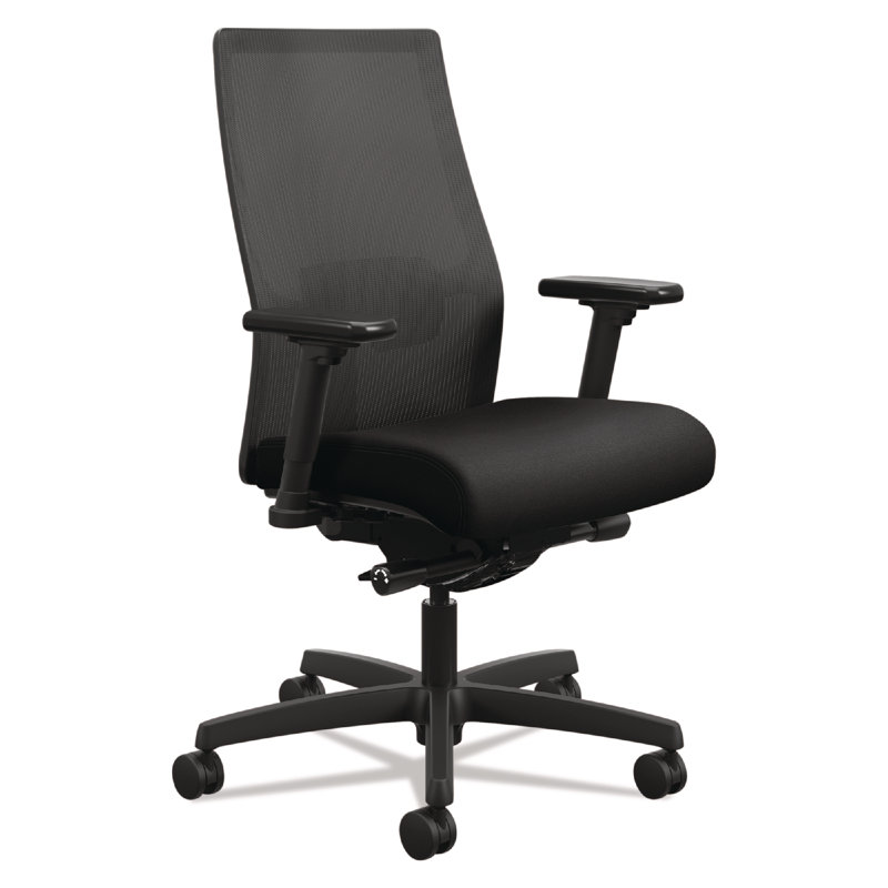 HON  Ignition 2.0 4-Way Stretch Mid-Back Mesh Task Chair, Adjustable Lumbar Support, Black