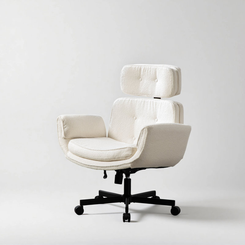 Chaise de bureau à pieds croisés avec accoudoirs réglables, hauteur de siège et appui-tête amovible