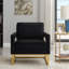 Chaise d'appoint de style moderne avec base en métal doré, fauteuil de loisir rembourré en velours avec accoudoirs ouverts, fauteuil, noir