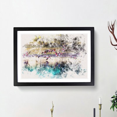 Flamingos Taking Flight - Picture Frame Painting Print