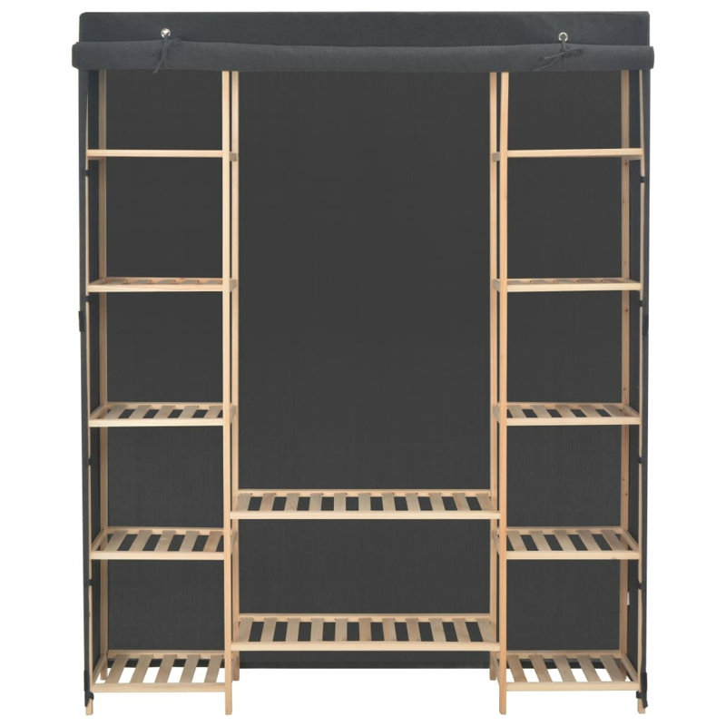 1 Door Solid Wood Wardrobe, Grey