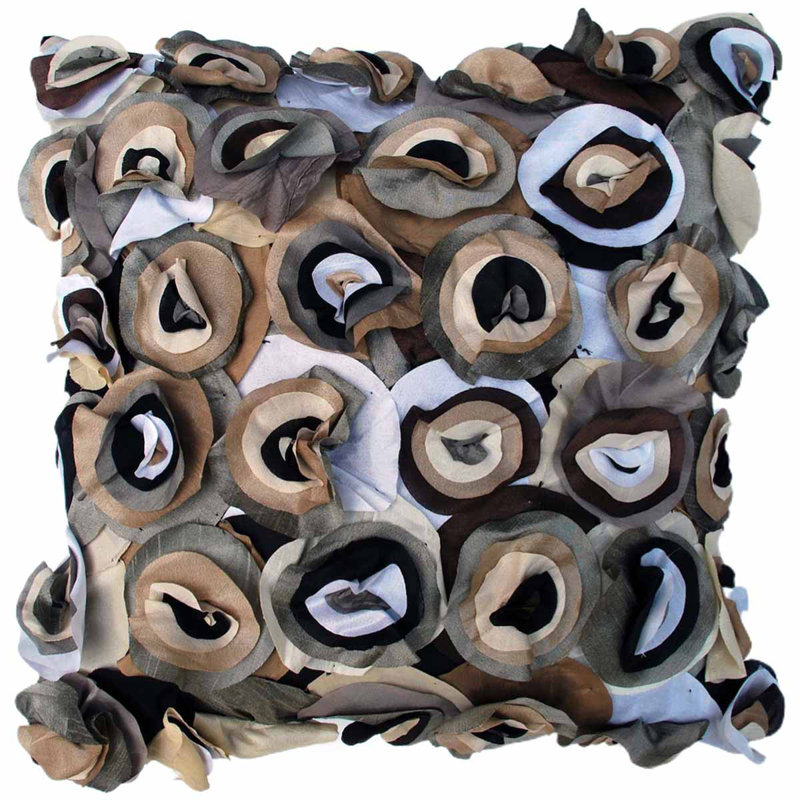 Blossom Square Pillow, Gray/White