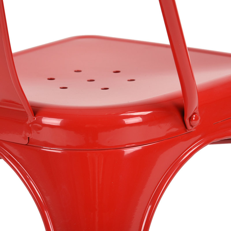 Holk 42cm H Metal Slat Back Stacking Side Chair, Red
