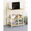 Chariot de cuisine contemporain naturel brun et blanc, tablette spacieuse pour micro-ondes, rangement, fil, 4 tablettes d'appareils mobiles, mobile, moderne