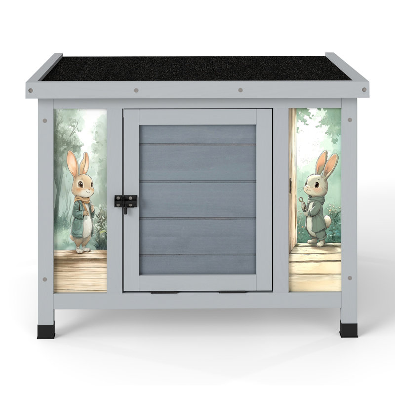 Rabbit Huche intérieur et extérieur, grand refuge pour petits animaux avec doublure isolante amovible, convient à toutes les saisons