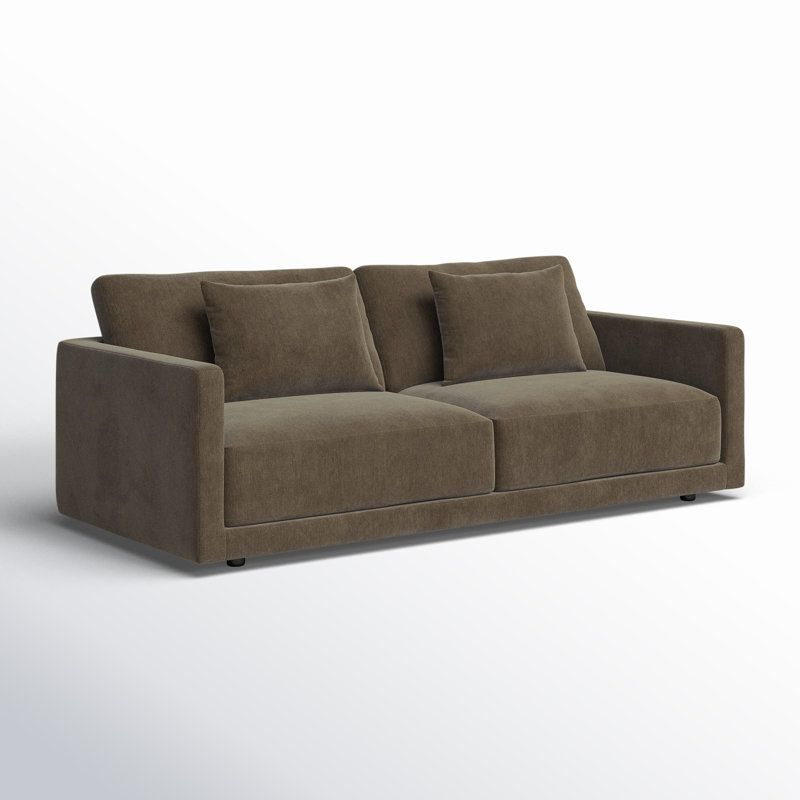 Kenji Upholstered 84'' Sofa, Olive Green Performance Chenille