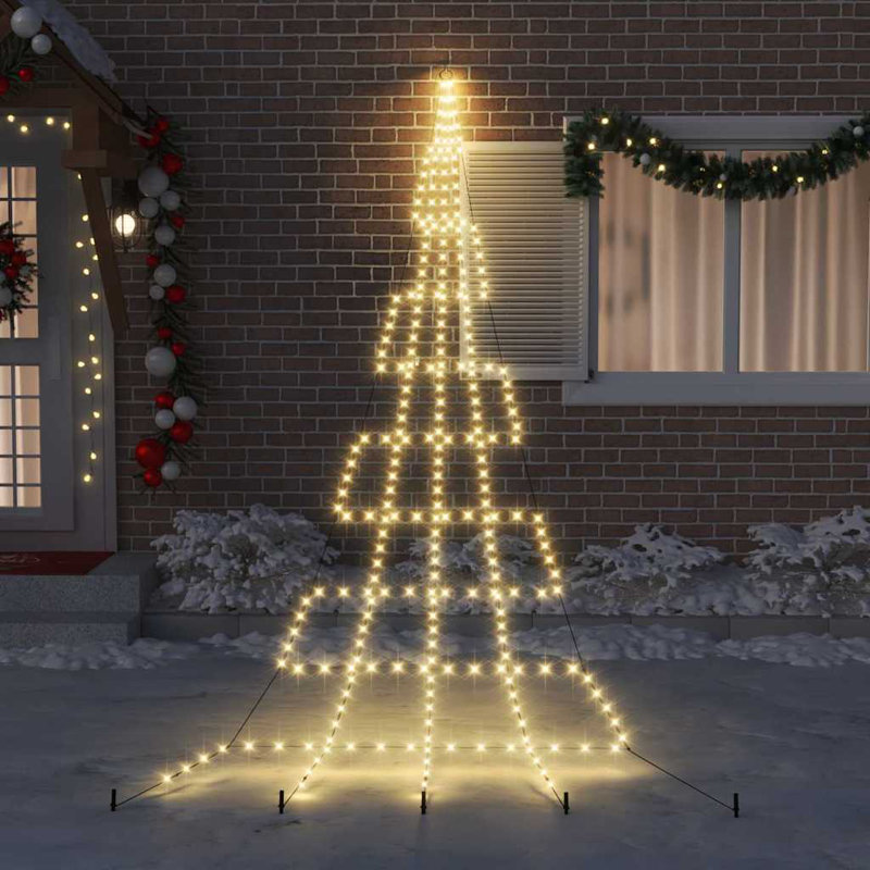  LED Christmas Tree with Ground Spikes 500 cm Metal, Warm White