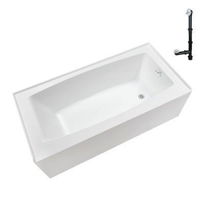 Streamline 60 in. x 30 in. Acrylic Right-Hand Drain Alcove Bathtub in Glossy White With External Drain