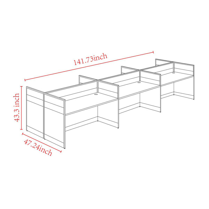Miland Rectangle 6 Person 141.73'' L Training Table