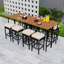 Table de bar en bois avec tabourets 10 pièces
