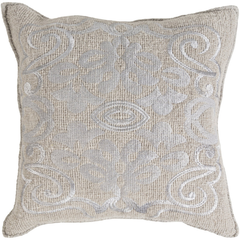 Adeline Gray Throw Pillow Cover, 22" x 22", Polyester/Polyfill