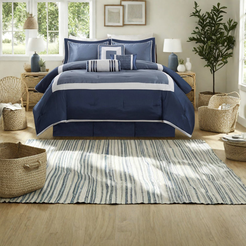 Ensembles de literie en polyester bleu marine, ensemble d'édredon de style hôtel moderne pour la maison