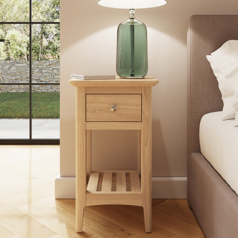 Claiborne Ash 1 Drawer Slim Bedside Table Nightstand Cabinet