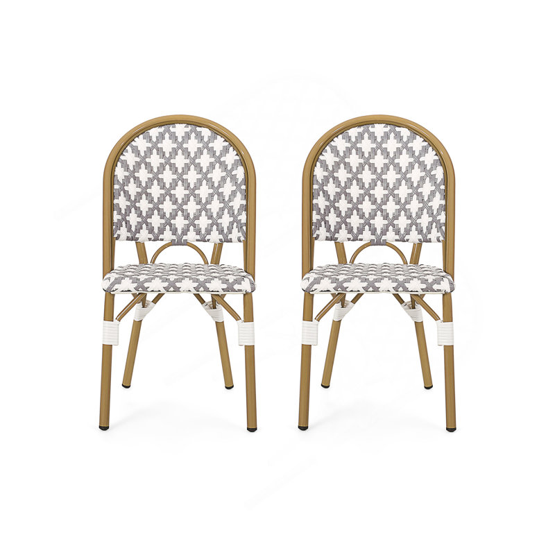 Chaises d'appoint bistro en osier avec structure en aluminium résistant à la rouille