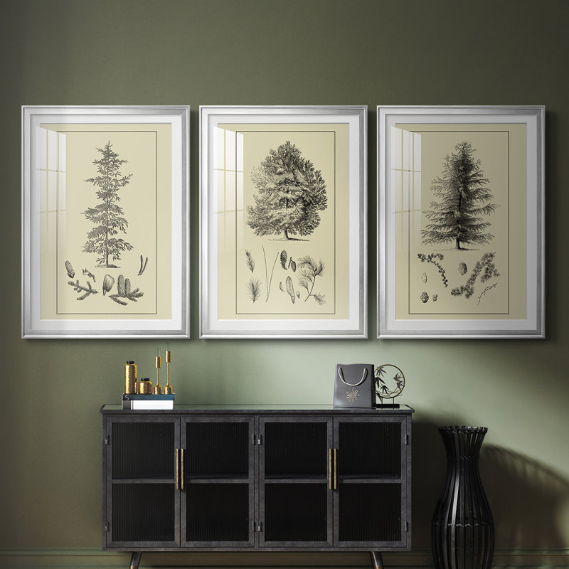 Arbor Study II - reproduction sur mesure encadrée de qualité supérieure - 3 pièces, Argent argent, H 19 po x l 27 po