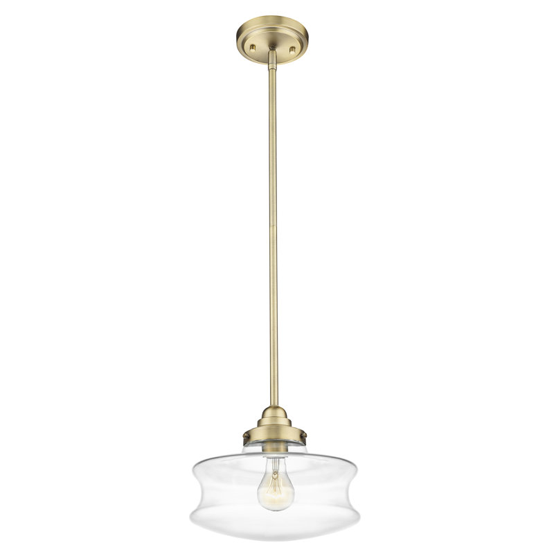 Canion Glass Semi Flush Mount, Antique Brass