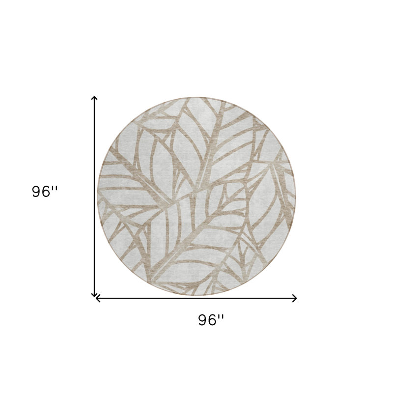 Tapis rond 8 po beige et brun