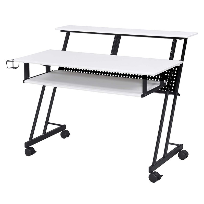 Bureau de studio d'enregistrement de musique suitor, finition blanche et noire