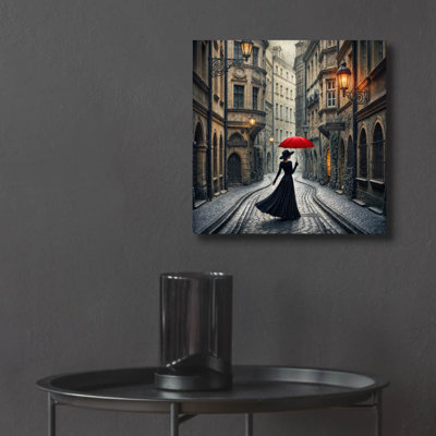  «Evening Walk In Town» par Rey Klimt, art mural en verre acrylique, 12 po x 12 po